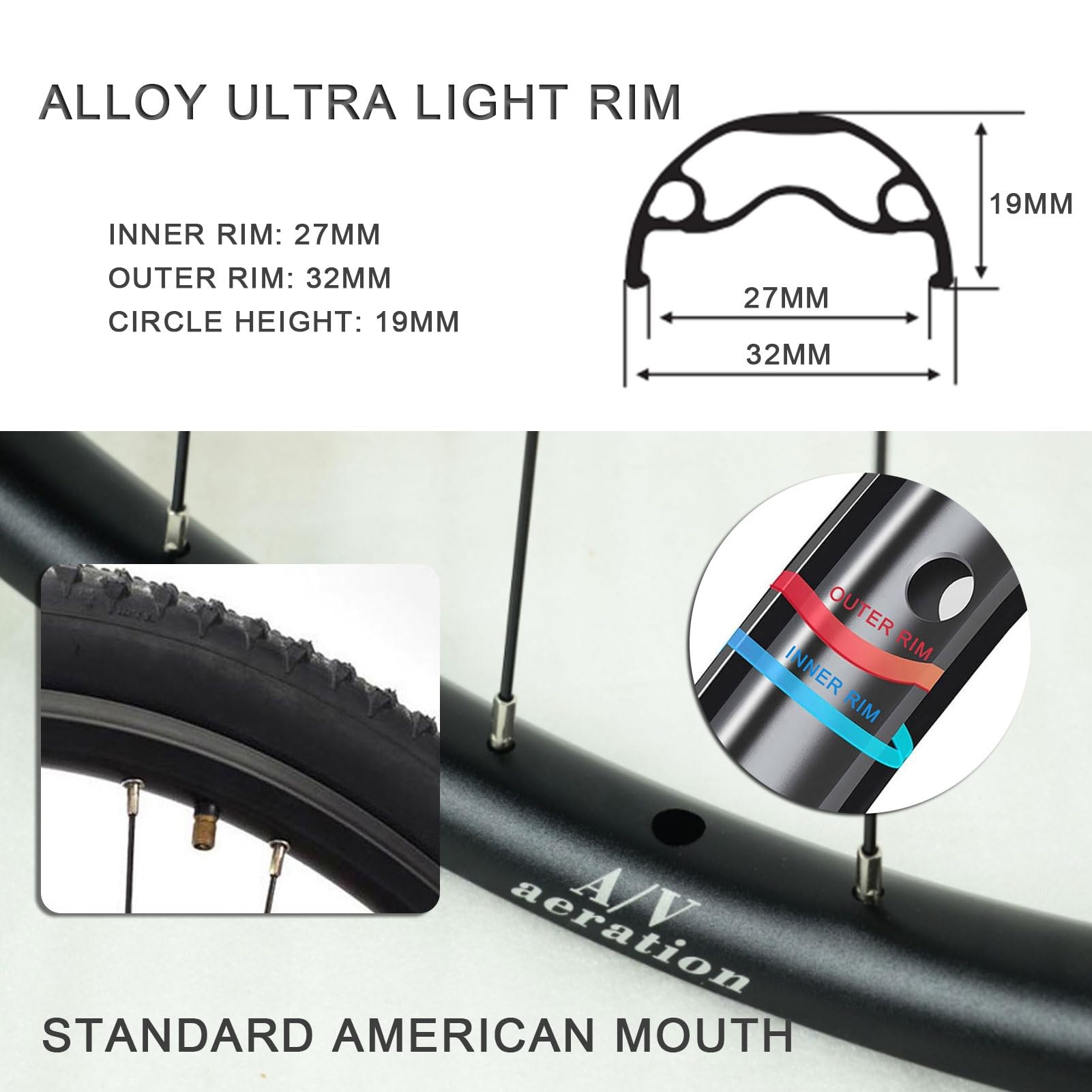 Amazon | マウンテンバイク用ホイールセット 26/27.5/29インチ、アルミ